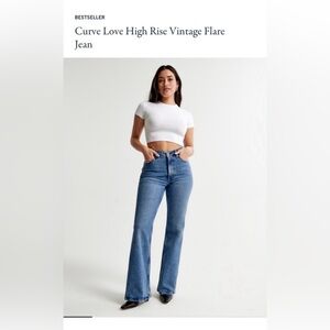 Abercrombie Curve Love High Rise Vintage Flare Jeans with vent hem, size 27